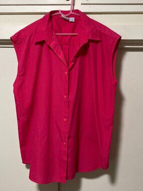 Extra Elements, magenta sleeveless, button-down blouse, size 22W